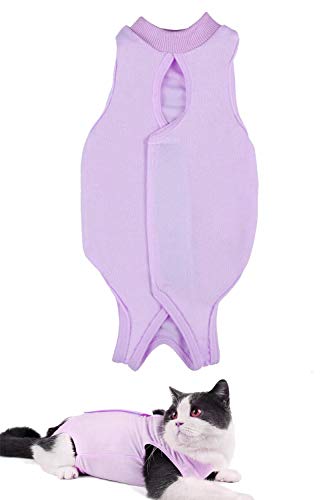 AEITPET Traje de recuperación Profesional para Gatos, heridas Abdominales Profesional para heridas, de recuperación quirúrgica Ropa Chaleco de pequeños Gatos (S, púrpura)