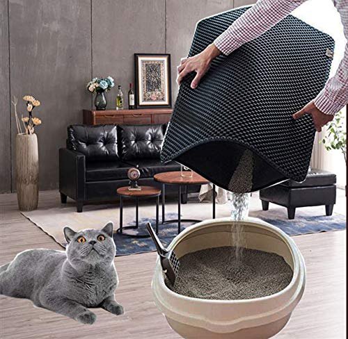 Afombra para Gatos, Diseño de Doble Capa de Nido de Abeja de Caja de Arena para Gatos a Prueba de orina, Control de Basura Limpio y Simple