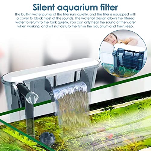 AGRYMER Filtro De Acuario, Filtro De Tanque De Peces Colgante Externo 200l / H Bomba De Oxígeno De Cascada De Potencia Silenciosa Adecuado para Acuario Doméstico, Tanque De Peces