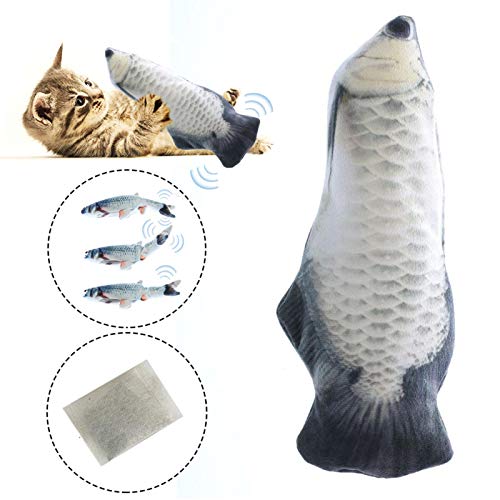 aiqing Pez Flotante eléctrico - Juguete de pez para Gatos, Juguete Interactivo de Gato de pez de Peluche Realista, Juguete de Gato de pez Flotante para Ejercicio de Gato