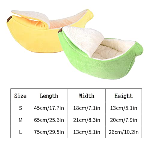 AK-XING Linda casa de cama para gato de plátano, suave y cálido, sofá para dormir jugando descansando cama de plátano, adorables suministros para mascotas para gatos y conejos