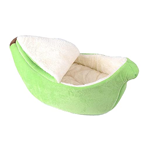 AK-XING Linda casa de cama para gato de plátano, suave y cálido, sofá para dormir jugando descansando cama de plátano, adorables suministros para mascotas para gatos y conejos