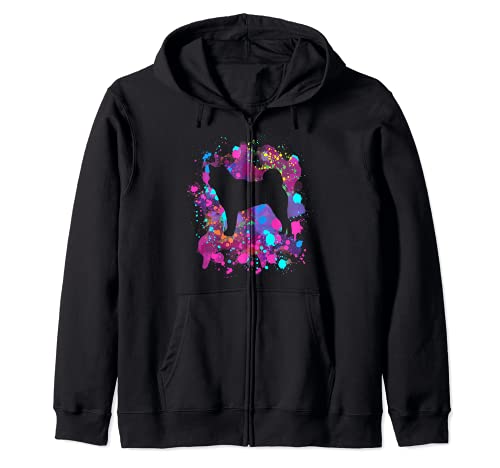 Akita Dog Lover Pet Pet Rosa Acuarela Silueta Arte Salpicadura Sudadera con Capucha