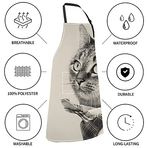 ALALAL Bufanda para gatos domésticos, delantales para pintores para mujeres, bufanda para gatos domésticos, corbata ajustable con bolsillos para adultos