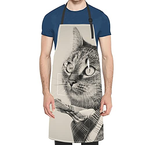 ALALAL Bufanda para gatos domésticos, delantales para pintores para mujeres, bufanda para gatos domésticos, corbata ajustable con bolsillos para adultos