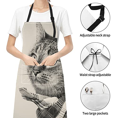 ALALAL Bufanda para gatos domésticos, delantales para pintores para mujeres, bufanda para gatos domésticos, corbata ajustable con bolsillos para adultos