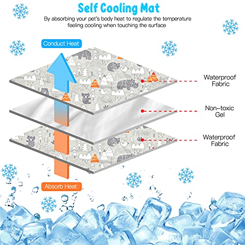 Alfombra Refrescante para Perros,Manta Refrigerante Gato,Alfombrilla de Refrigeración para Animales,Gel No Tóxico,Autoenfriante, Sofás,Perreras,Piso (40x50cm, Gris)