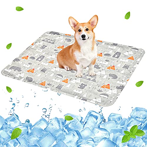 Alfombra Refrescante para Perros,Manta Refrigerante Gato,Alfombrilla de Refrigeración para Animales,Gel No Tóxico,Autoenfriante, Sofás,Perreras,Piso (40x50cm, Gris)