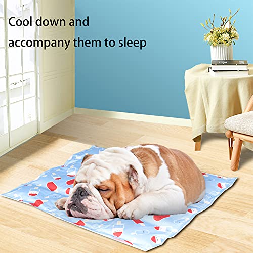 Alfombrilla de Enfriamiento para Mascotas de PVC, Almohadilla de Gel de Hielo Suave Antideslizante de Varios Tamaños para Gatos y Perros,Yellow,L(90 * 60cm)