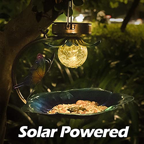 Alimentador de PáJaros, Alimentador de PáJaros Creativo Solar, Alimentador de Semillas de PáJaros Silvestres con Luz Decorativa LED Solar Colgante, Alimentador Impermeable Al Aire Libre Para JardíN