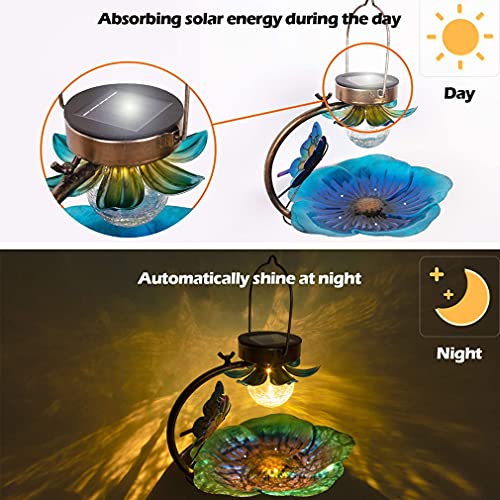 Alimentador de PáJaros, Alimentador de PáJaros Creativo Solar, Alimentador de Semillas de PáJaros Silvestres con Luz Decorativa LED Solar Colgante, Alimentador Impermeable Al Aire Libre Para JardíN