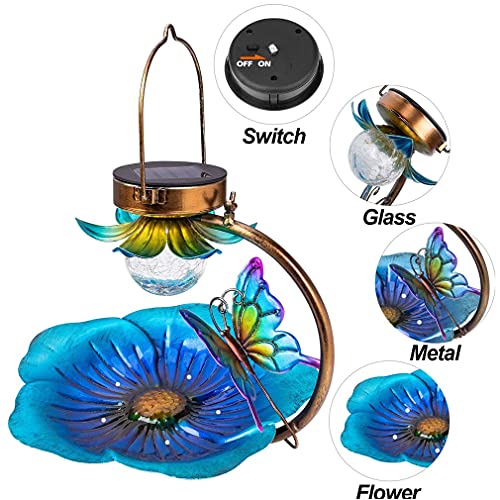 Alimentador de PáJaros, Alimentador de PáJaros Creativo Solar, Alimentador de Semillas de PáJaros Silvestres con Luz Decorativa LED Solar Colgante, Alimentador Impermeable Al Aire Libre Para JardíN