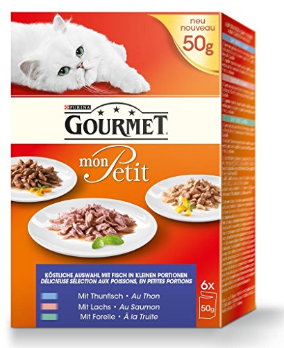 Alimento para gatos Gourmet Mon Petit con pescado, 6 x 50 g