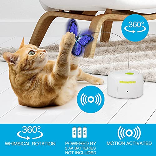 ALL FOR PAWS Juguete de mariposa para gato con movimiento interactivo activado, juguete de mariposa con un reemplazo de mariposas intermitentes (nuevo juguete de mariposa para gato)