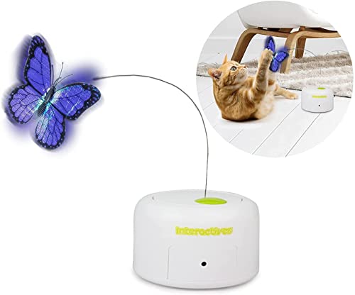 ALL FOR PAWS Juguete de mariposa para gato con movimiento interactivo activado, juguete de mariposa con un reemplazo de mariposas intermitentes (nuevo juguete de mariposa para gato)