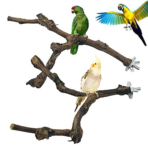 Allazone 4 Pz Perca de Pájaro, Pájaro de Madera Soporte de Perca, Palo de Uva Salvaje Natural, Juguetes para Pajaros Juguetes para Masticar Loros para Masticar Loros, Periquitos, Cacatúas