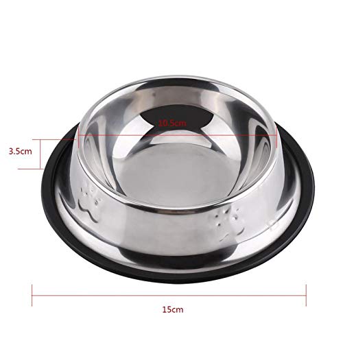 Allsor Cuenco del Animal doméstico del Cuenco del alimento para Animales del Acero Inoxidable del Cuenco del Perro para el Viaje casero(15cm)