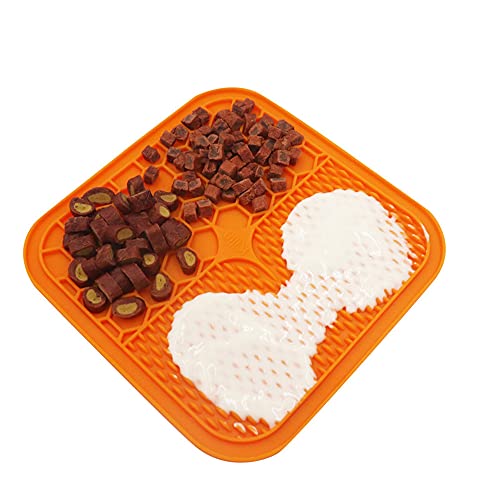 Almohadilla para Lamer Mascotas, 2 Piezas Almohadilla para Lamer de Silicona, Almohadilla de Alimentador Lento, Perro Lame Tapete de Comida, con 1 Espátula de Silicona, para Perros y Gatos