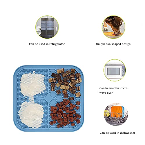 Almohadilla para Lamer Mascotas, 2 Piezas Almohadilla para Lamer de Silicona, Almohadilla de Alimentador Lento, Perro Lame Tapete de Comida, con 1 Espátula de Silicona, para Perros y Gatos