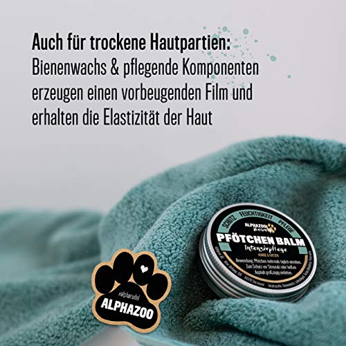 alphazoo bálsamo para Las Patas Perro y Gato 70 g, protección de Las Patas con Cera de Abejas, Cuidado de Las Patas, Crema ungüento, protección y suavidad de Las Patas, Clima frío Verano Invierno
