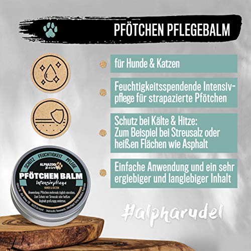 alphazoo bálsamo para Las Patas Perro y Gato 70 g, protección de Las Patas con Cera de Abejas, Cuidado de Las Patas, Crema ungüento, protección y suavidad de Las Patas, Clima frío Verano Invierno