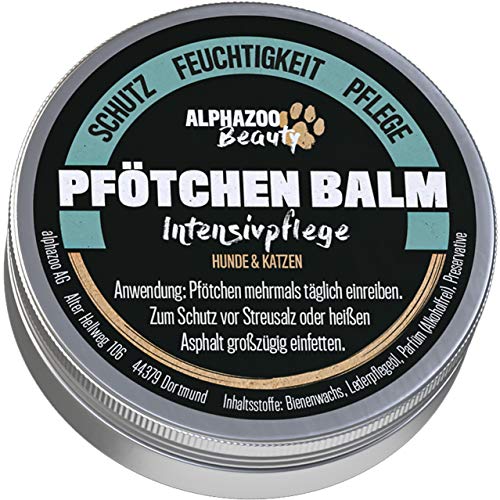 alphazoo bálsamo para Las Patas Perro y Gato 70 g, protección de Las Patas con Cera de Abejas, Cuidado de Las Patas, Crema ungüento, protección y suavidad de Las Patas, Clima frío Verano Invierno