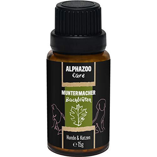 alphazoo Flores de Bach para perros y gatos, 15 g, Globuli contra el agotamiento y la despropulsión, medio natural para mayor motivación, diversión y alegría, mezcla de flores según Dr. Bach
