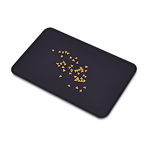 Amazon Basics - Alfombrilla para comedero de mascota, de silicona, impermeable, 47 x 29 cm, Negro