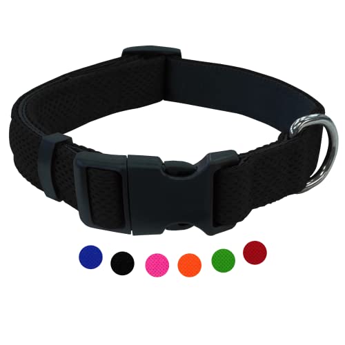 Amazon Brand - Umi - Collar de Perro, Ajustable, Air Mesh, para Perros pequeños y Grandes, Cachorros y Gatos, en Muchos Colores y Tallas Distintos, Negro, XS