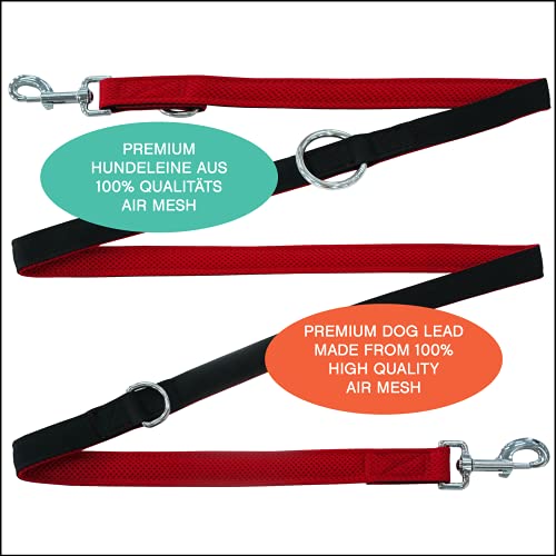 Amazon Brand - Umi - Correa de Perro 2m, Ajustable en 3 Posiciones, Air Mesh, para Perros pequeños y Grandes, Cachorros y Gatos, en Muchos Colores y Tallas Distintos, Rojo, M