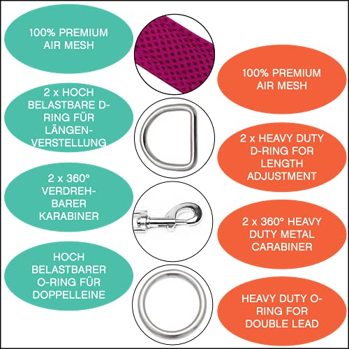 Amazon Brand - Umi - Correa de Perro 2m, Ajustable en 3 Posiciones, Air Mesh, para Perros pequeños y Grandes, Cachorros y Gatos, en Muchos Colores y Tallas Distintos, Pink Rosa, S