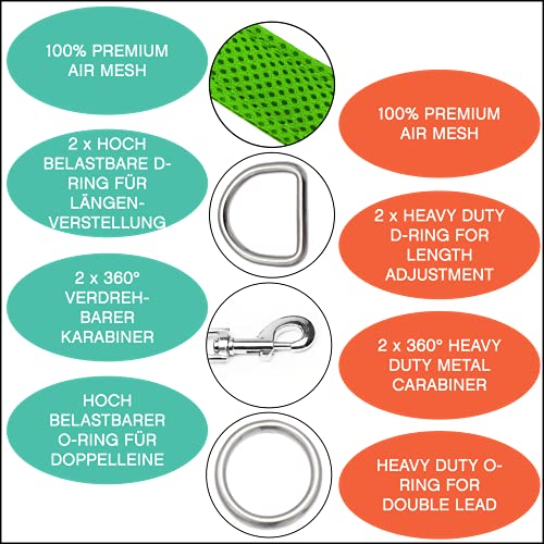 Amazon Brand - Umi - Correa de Perro 2m, Ajustable en 3 Posiciones, Air Mesh, para Perros pequeños y Grandes, Cachorros y Gatos, en Muchos Colores y Tallas Distintos, Verde, M