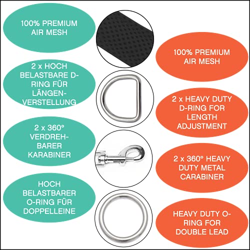 Amazon Brand - Umi - Correa de Perro 2m, Ajustable en 3 Posiciones, Air Mesh, para Perros pequeños y Grandes, Cachorros y Gatos, en Muchos Colores y Tallas Distintos, Negro, XS