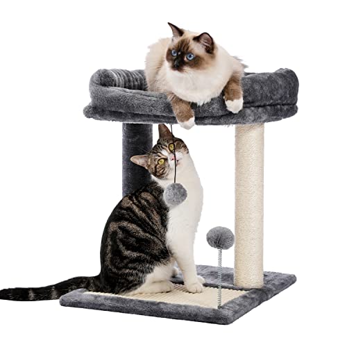 Amazon Brand – Umi Poste Rascador 49cm Poste Rascador Poste Rascador Cama Curva Cuerda De Sisal Barra Rascador Gris