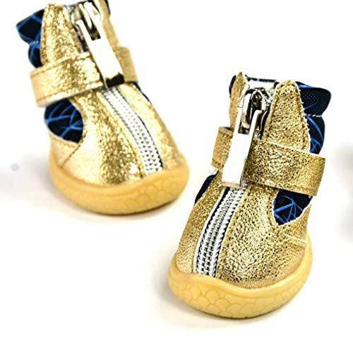 AMURAO Zapatos de Invierno Antideslizantes para Mascotas Botas de Nieve Impermeables para Perros con Cremallera Zapatos de Gato Chihuahua Pug Productos para Mascotas