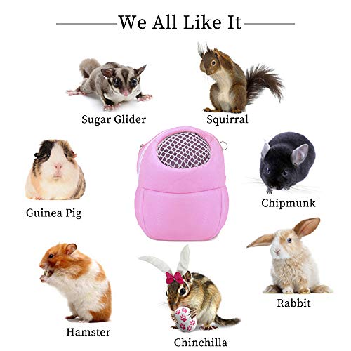 Andiker Bolsa de transporte para mascotas de compañía, transportador de viaje para mascotas con correas de nailon y bolsa para mascotas de pequeño animal de compañía, para Hamster, erizo, color rosa