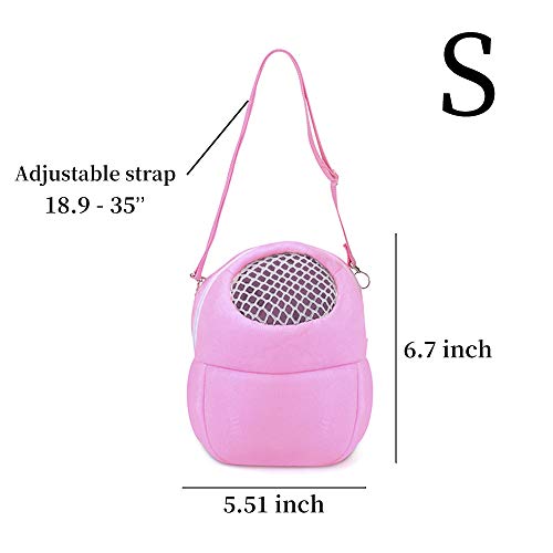 Andiker Bolsa de transporte para mascotas de compañía, transportador de viaje para mascotas con correas de nailon y bolsa para mascotas de pequeño animal de compañía, para Hamster, erizo, color rosa