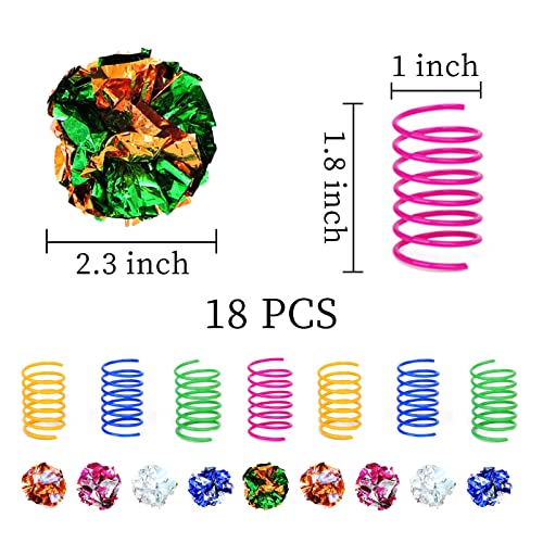 Andiker Juguete para Gatos 18 Paquetes, Coloridos Juguetes de Resorte para Gatos, y Bolas Arrugadas, muelles en Espiral para Gatos de Alta Elasticidad y Bolas Arrugadas crujientes para Que los Gatos