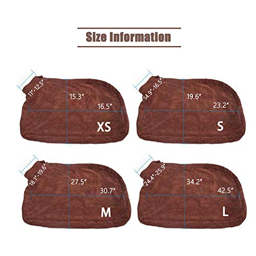 Angwis Toalla de baño absorbente para perro, bolsa de albornoz de secado rápido, para perros, pequeños, medianos, grandes, gatos, marrón, XS