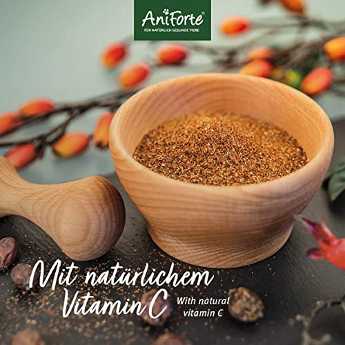 AniForte Polvo de Rosa mosqueta para Perros y Gatos 250g - Polvo Natural para articulaciones y Fortalecer el Sistema inmunológico, vitaminas y fitoquímicos para Las defensas, Polvo de escaramujo
