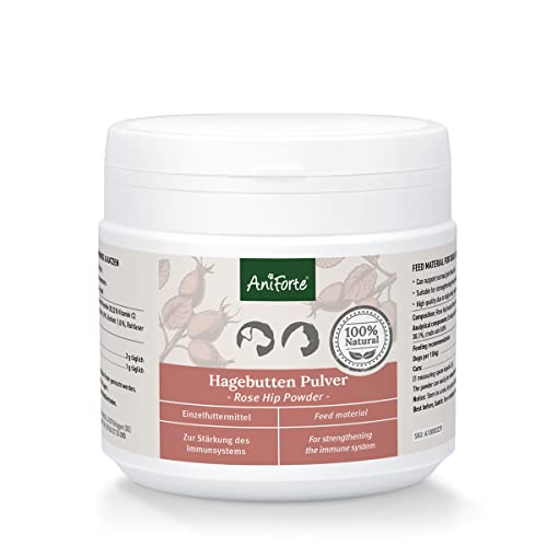 AniForte Polvo de Rosa mosqueta para Perros y Gatos 250g - Polvo Natural para articulaciones y Fortalecer el Sistema inmunológico, vitaminas y fitoquímicos para Las defensas, Polvo de escaramujo