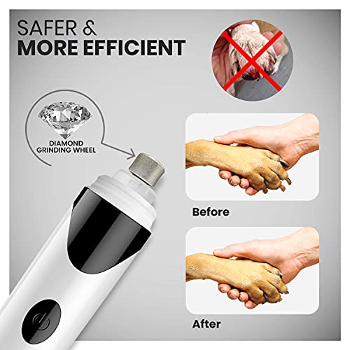 Animigo Lima de Uñas Eléctrico para Perros y Gatos - Cortauñas Eléctrico Profesional, con Batería Recargable USB y Cable, para Todo Tipo de Razas y Tamaños, Cortador Silencioso, Indoloro y Seguro
