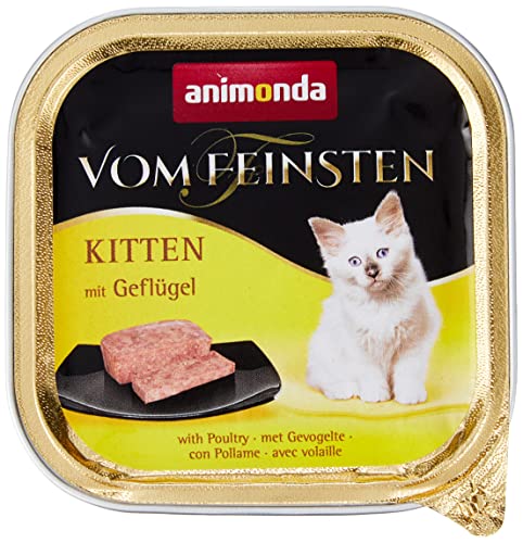 animonda Vom Feinsten Kitten, comida húmeda para gatos en etapa de crecimiento hasta un año, con ave, 32 x 100 g