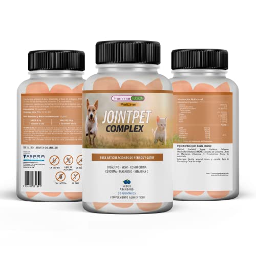 Antiinflamatorio para Perros y Gatos | Combate el Dolor y la inflamación en tu Mascota | Colágeno + MSM + cúrcuma + condroitina y magnesio para recuperar su Movilidad | 50 Unidades sin azúcar