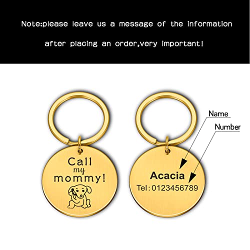 Antipérdida Nombre del perro Número de teléfono Personalizado Llamar a mi mamá Etiqueta de identificación de mascota Nombre de identificación de mascota grabado para gato Cachorro Collar de per