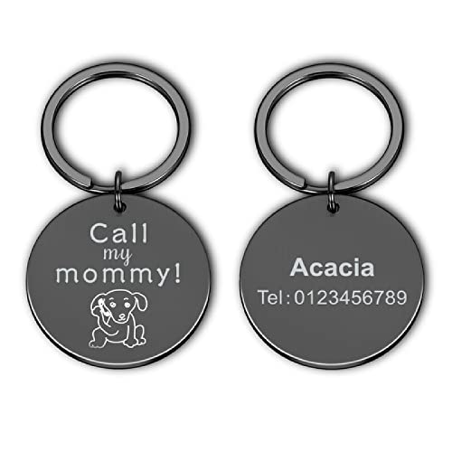 Antipérdida Nombre del perro Número de teléfono Personalizado Llamar a mi mamá Etiqueta de identificación de mascota Nombre de identificación de mascota grabado para gato Cachorro Collar de per