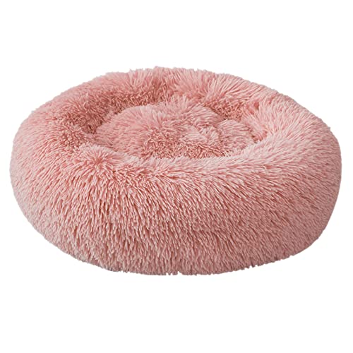 Aoresac Cama Perro Gato Grande Pequeño, Cama Mascota Redonda Cálido Felpa, Sofá Cojin Suave Cachorro Animales Domésticos Invierno, 40/50/60/70/80/100/120 CM (S, Rosa)