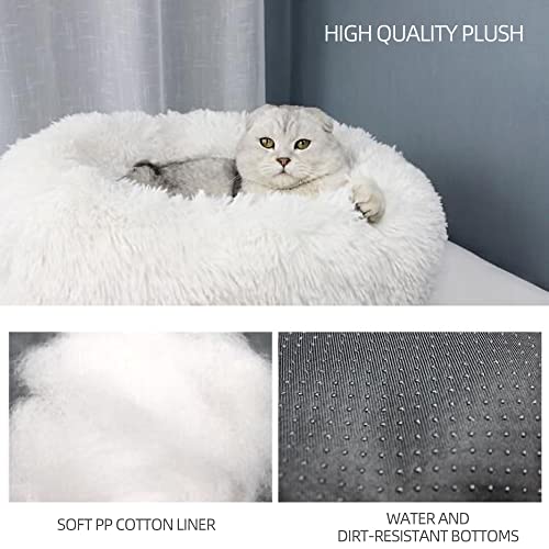 Aoresac Cama Perro Gato Grande Pequeño, Cama Mascota Redonda Cálido Felpa, Sofá Cojin Suave Cachorro Animales Domésticos Invierno, 40/50/60/70/80/100/120 CM (S, Gris Claro)