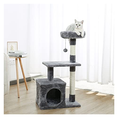 árbol de gato Árboles de gatos for gatitos Torres de muebles de gato con postes de rasguños Doble Perches Casa Kitty Cat Actividad Árboles Subida Juguetes de peluche ( Color : AMT0044Gray , Size : L )