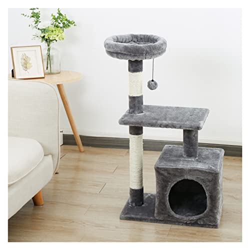 árbol de gato Árboles de gatos for gatitos Torres de muebles de gato con postes de rasguños Doble Perches Casa Kitty Cat Actividad Árboles Subida Juguetes de peluche ( Color : AMT0044Gray , Size : L )